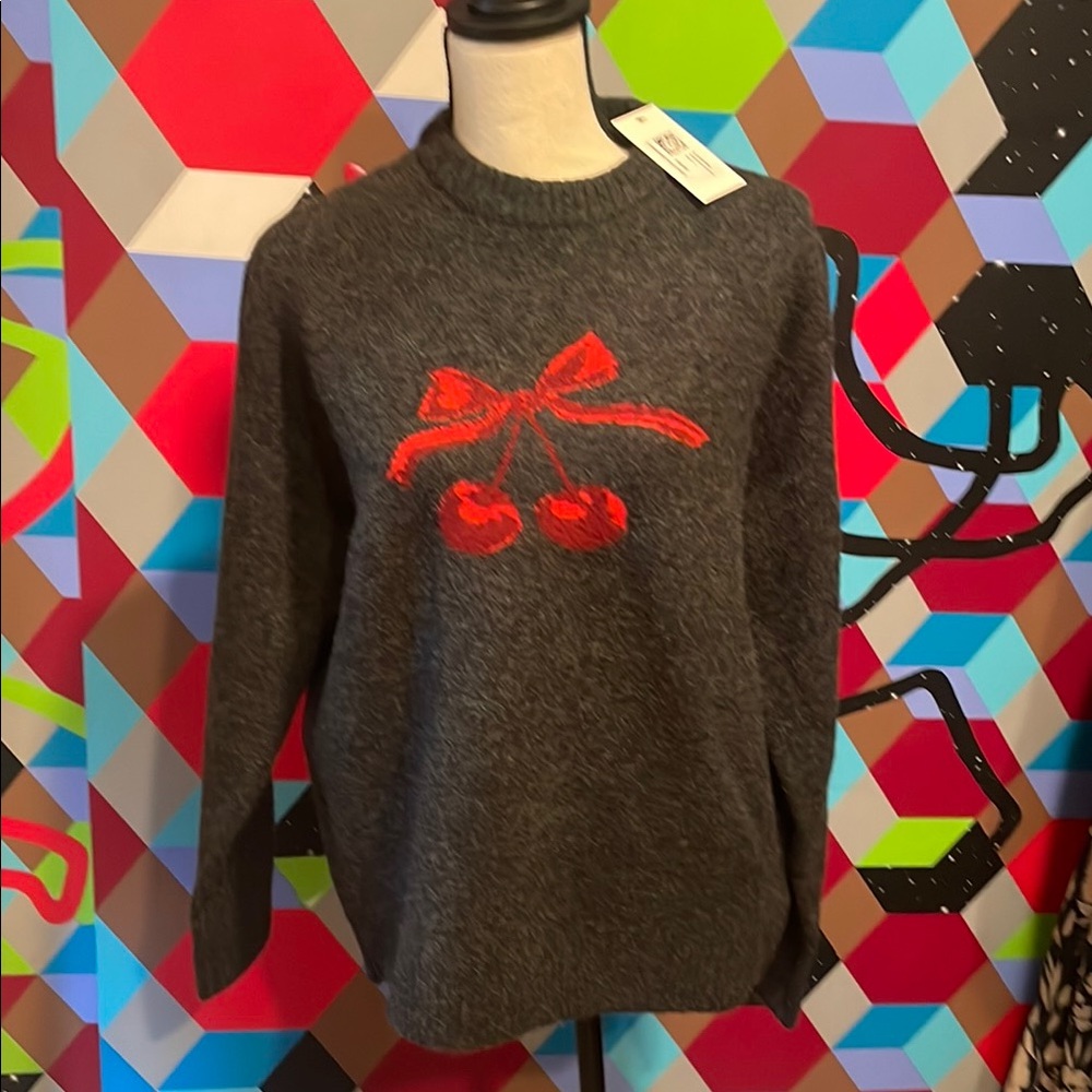Glassons Gray Crew Neck Sweater with Red Design